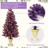 Pre-lit Christmas Artificial Tree 4-Piece Set, Garland, Wreath and Set of 2 Entrance Trees, X-mas with LED Lights, PVC Festival Celebration Set