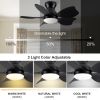 30 Inch Modern Floral Art Matte Black Indoor LED Flush Mount Small Ceiling Fan With Light and Remote Control