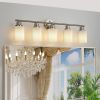 Modern 5-Light Vanity Wall Sconce, Brushed Nickel Finish with Frosted Glass Shades for Bathroom or Hallway Lighting (No Bulbs)