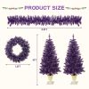 Pre-lit Christmas Artificial Tree 4-Piece Set, Garland, Wreath and Set of 2 Entrance Trees, X-mas with LED Lights, PVC Festival Celebration Set