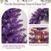 Pre-lit Christmas Artificial Tree 4-Piece Set, Garland, Wreath and Set of 2 Entrance Trees, X-mas with LED Lights, PVC Festival Celebration Set