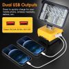 Cordless LED Work Light LED Flood Light for Dewalt 18V 20V 60V Battery 12W 2800LM with Dual USB Charging Port for Workshop Camping Outdoor Emergencies