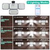 Solar Powered Wall Lights Outdoor Motion Sensor Lamps with Separate Solar Panel 4 Adjustable Heads 333Pcs Beads 120¬∞ Sensing Angle Remote Control Wat