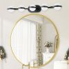 Modern Minimalist Bathroom Vanity Light, LED 5 Bulb Frosted Glass Shades, Wall Mounted Decorative Lighting Fixture