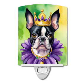 Boston Ceramic Night Light (Color: Boston Terrier King of Mardi Gras-198453428462)