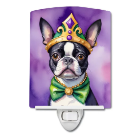 Boston Ceramic Night Light (Color: Boston Terrier King of Mardi Gras-198453428479)