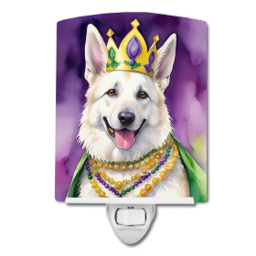 White Ceramic Night Light (Color: White German Shepherd King of Mardi Gras-198453428936)