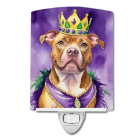 Pit Ceramic Night Light (Color: Pit Bull Terrier King of Mardi Gras-198453012289)