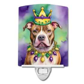 Pit Ceramic Night Light (Color: Pit Bull Terrier King of Mardi Gras-198453012296)