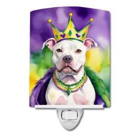 Pit Ceramic Night Light (Color: Pit Bull Terrier King of Mardi Gras-198453012302)