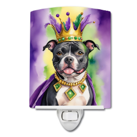 Staffordshire Ceramic Night Light (Color: Staffordshire Bull Terrier King of Mardi Gras-198453012692)