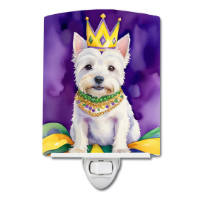 Westie Ceramic Night Light (Color: Westie King of Mardi Gras-198453012791)