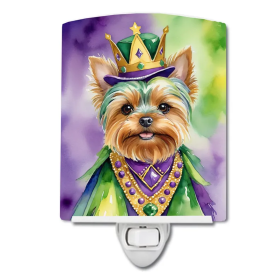 Yorkshire Ceramic Night Light (Color: Yorkshire Terrier King of Mardi Gras-198453012869)