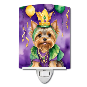 Yorkshire Ceramic Night Light (Color: Yorkshire Terrier King of Mardi Gras-198453012876)