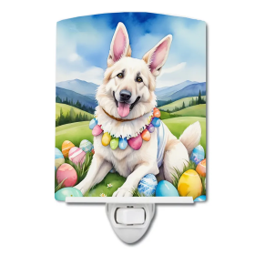 White Ceramic Night Light (Color: White German Shepherd Easter Egg Hunt-198453420480)