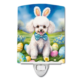 White Ceramic Night Light (Color: White Poodle Easter Egg Hunt-198453421517)