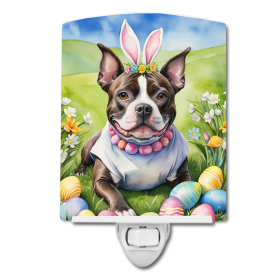 Staffordshire Ceramic Night Light (Color: Staffordshire Bull Terrier Easter Egg Hunt-198453421937)