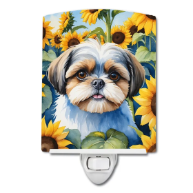 Shih Ceramic Night Light (Color: Shih Tzu in Sunflowers-198453230898)