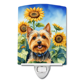 Silky Ceramic Night Light (Color: Silky Terrier in Sunflowers-198453230928)