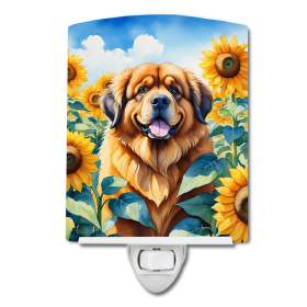 Tibetan Ceramic Night Light (Color: Tibetan Mastiff in Sunflowers-198453230935)