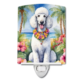 White Ceramic Night Light (Color: White Poodle Luau-198453423702)