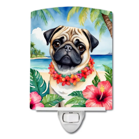 Pug Ceramic Night Light (Color: Pug Luau-198453423788)