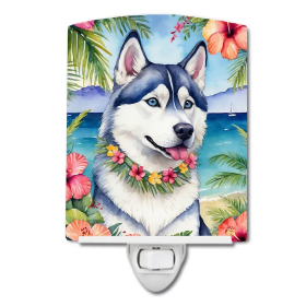 Siberian Ceramic Night Light (Color: Siberian Husky Luau-198453423979)