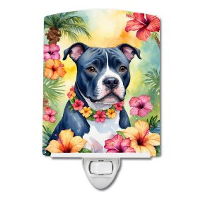 Staffordshire Ceramic Night Light (Color: Staffordshire Bull Terrier Luau-198453424006)