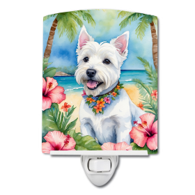 Westie Ceramic Night Light (Color: Westie Luau-198453424099)