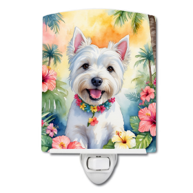 Westie Ceramic Night Light (Color: Westie Luau-198453424105)