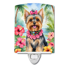 Yorkshire Ceramic Night Light (Color: Yorkshire Terrier Luau-198453424150)