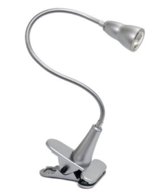 Simple Designs 1W LED Gooseneck Clip Light Desk Lamp (Color: Silver)