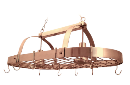 Elegant Designs 2 Light Kitchen Pot Rack with Downlights (Color: Copper)