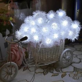 10/20/40 Christmas LEDs Snow Pompon Fairy Dandelion String Lights For Party (Color: White, size: 1.5m 10LEDs)