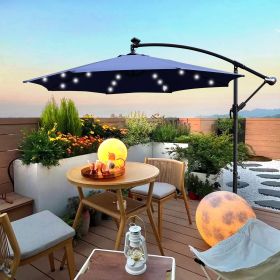 10 ft Outdoor Patio Umbrella Solar Powered LED Lighted Sun Shade Market Waterproof 8 Ribs Umbrella with Crank and Cross Base for Garden Deck Backyard (Color: as Pic)