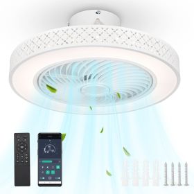 Ceiling fan light with remote control and APP control (Color: as Pic)