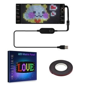 LED Matrix Pixel Panel ,USB 5V Flexible Addressable RGB Pattern Graffiti Scrolling Text Animation Display Car Shop,Bluetooth APP (size: 16x32 LEDs 7x17 CM)