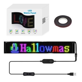 LED Matrix Pixel Panel ,USB 5V Flexible Addressable RGB Pattern Graffiti Scrolling Text Animation Display Car Shop,Bluetooth APP (size: 16x96 LEDs 12x68 CM)