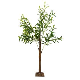 LED Beads Lighted Olive Tree Artificial Greenery Tree with Warm White Light Lifelike Decorative Faux Tree 8 Lighting Modes 10 Adjustable Brightness (Tall: 1.8m)