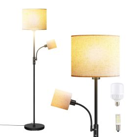 67.32In Mother Daughter Floor Lamp with Linen Shade 3200K Brightness 360° Adjustable Reading Light Modern Decoration Standing Lamp for Living Room Bed (Color: Beige)