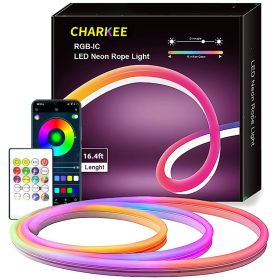 LED neon Lights Strip 16.4ft,DC 24V RGB LED neon Light Strip APP Remote Controls Control Waterproof Flexible Neon LED Rope Lights for Bedroom,Playroom (Type: type1)