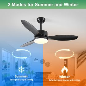 52 inch Indoor/Outdoor Ceiling Fan with LED Select Light Kit - Black (Color: as Pic)