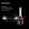 Saber-X LED Headlight Bulbs Conversion Kit,DOT Approved D6 Series CSP Chips Adjustable Beam Light Bulb With Fans Sets - 6000LM 6000K Cool White